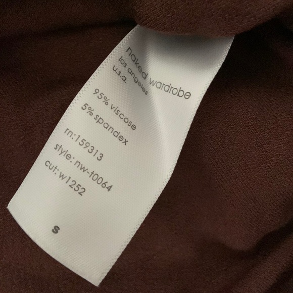 NAKED WARDROBE the nw one shoulder crop top chocolate brown. - Picture 5 of 6